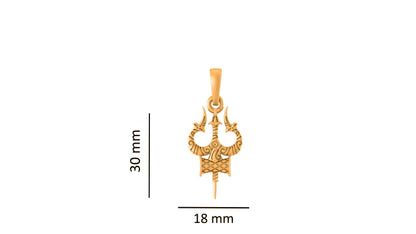 22 CT Gold Plated Silver (92.5% purity) Spiritual Shiva Trishul (Big Size) Pendant for Men and Women