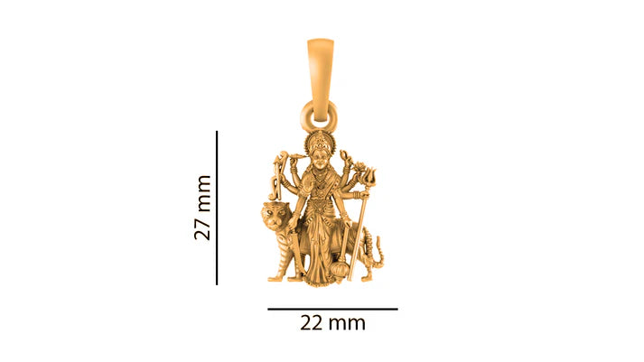 22 CT Gold Plated Silver (92.5% purity) Goddess Durga maa Pendant (Big Size) for Men and Women