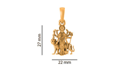 22 CT Gold Plated Silver (92.5% purity) Goddess Durga maa Pendant (Big Size) for Men and Women