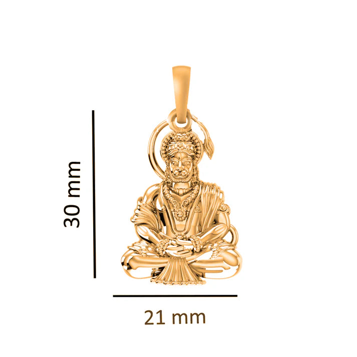 22 CT Gold Plated Silver (92.5% purity) God Hanuman Samathi (Big Size) Pendant for Men