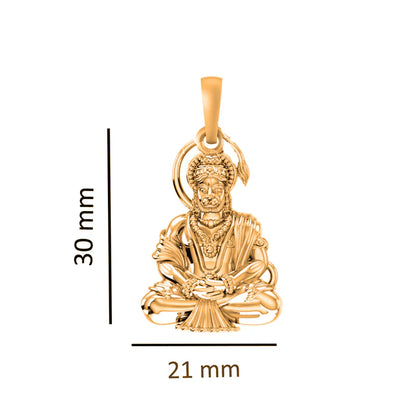 22 CT Gold Plated Silver (92.5% purity) God Hanuman Samathi (Big Size) Pendant for Men