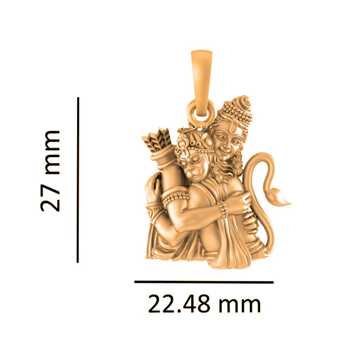 22 CT Gold Plated Silver (92.5% purity) God Hanuman with Shree Ram (Big Size) Pendant for Men