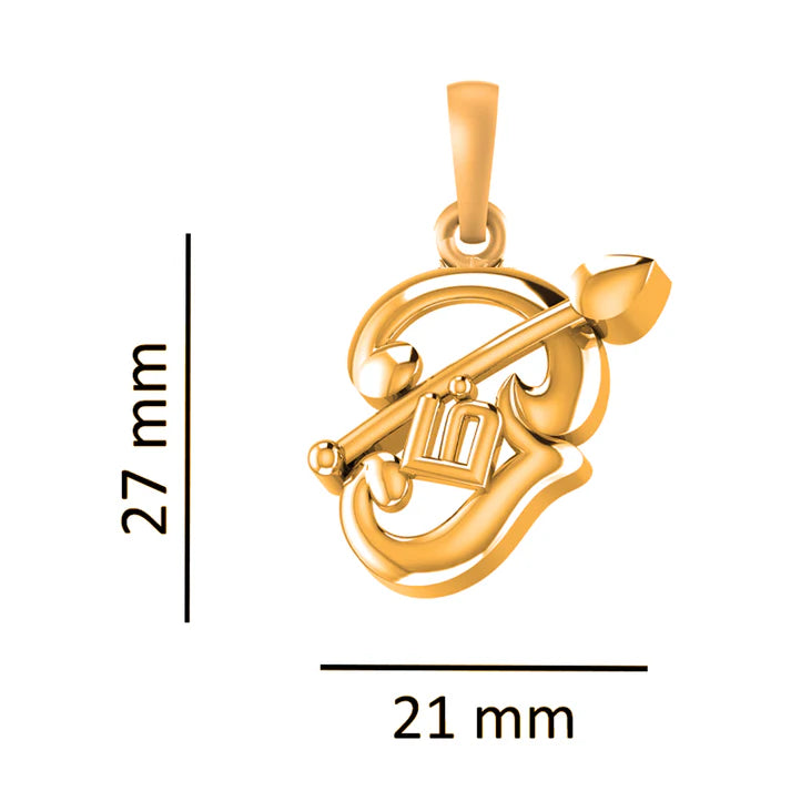 22 CT Gold Plated Silver (92.5% purity) Spiritual OM Pendant (Big Size) for Men and Women
