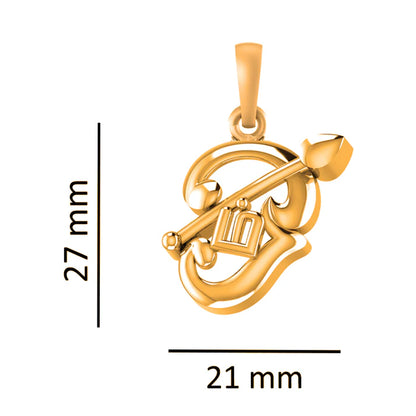 22 CT Gold Plated Silver (92.5% purity) Spiritual OM Pendant (Big Size) for Men and Women