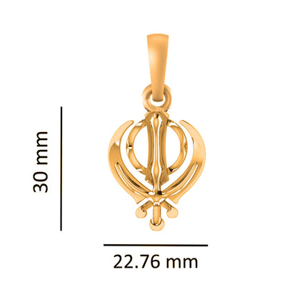 22 CT Gold Plated Silver (92.5% purity) religious Sikh Khanda symbol Pendant (Big Size) for Men and Women