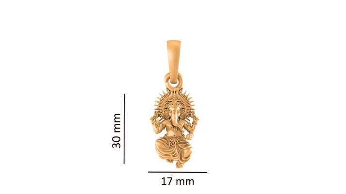 22 CT Gold Plated Silver (92.5% purity) God Ganesh Pendant (Big Size) for Men and Women