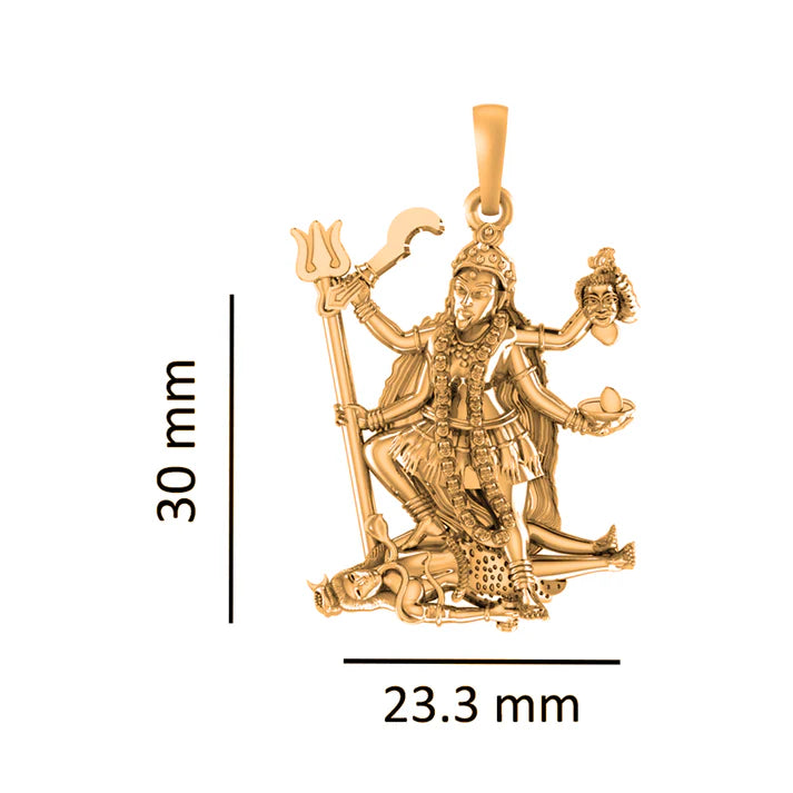 22 CT Gold Plated Silver (92.5% purity) Goddess kali maa (Big Size) Pendant for Men and Women