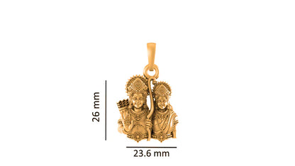22 CT Gold Plated Silver (92.5% purity) God Ram and Maa Sita (Big Size) Pendant for Men and Women