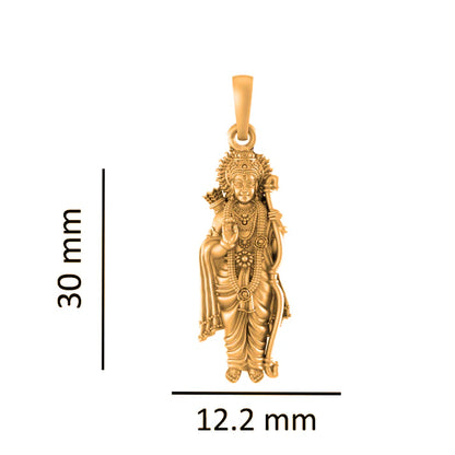 22 CT Gold Plated Silver (92.5% purity) God Ram ji Pendant (Big Size) for Men and Women