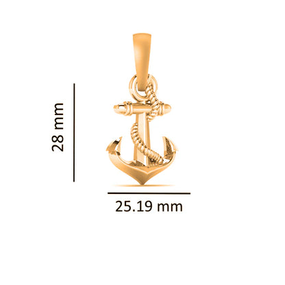 22 CT Gold Plated Silver (92.5% purity) Ship Anchor Pendant (Big Size) for Men and Women