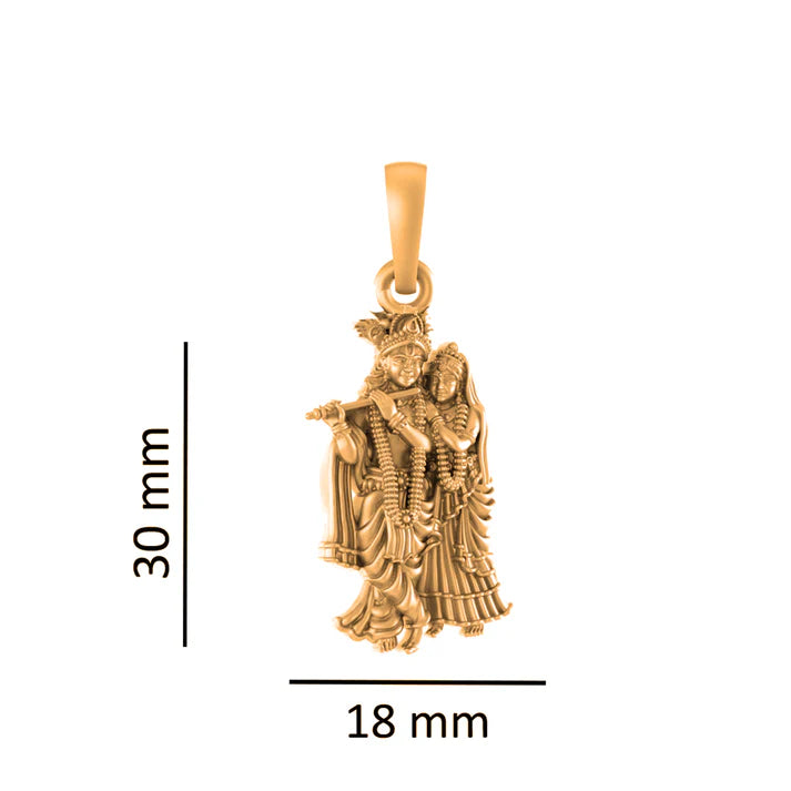 22 CT Gold Plated Silver (92.5% purity) God Radha Krishna Pendant (Big Size) for Men and Women