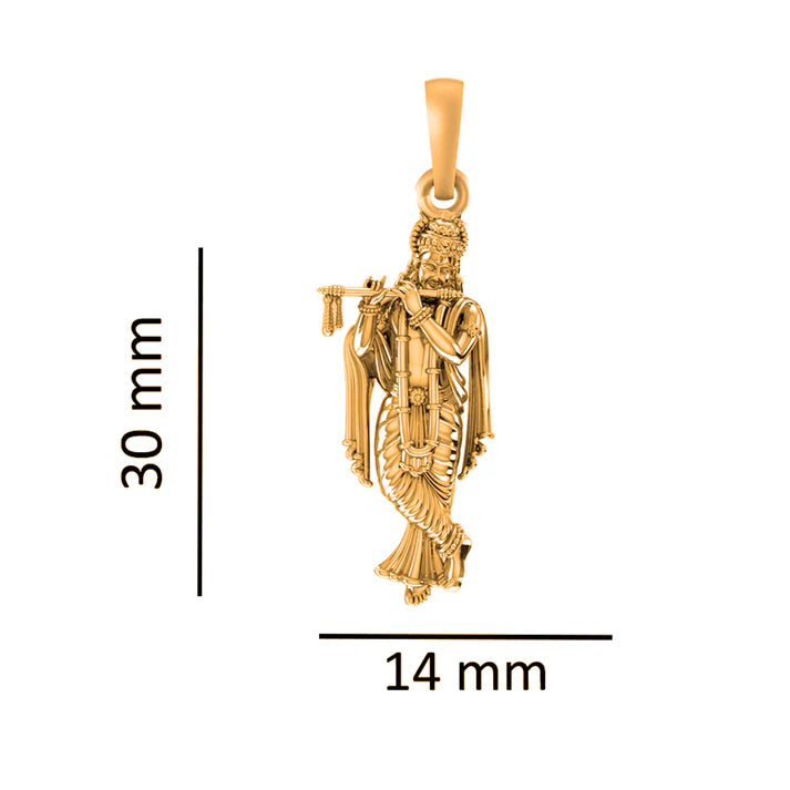 22 CT Gold Plated Silver (92.5% purity) God Krishna Pendant (Big Size) for Men and Women