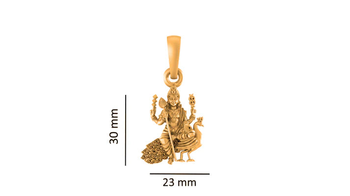 22 CT Gold Plated Silver (92.5% purity) God Kartikeya Pendant (Big Size) for Men and Women