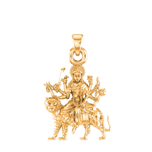 22 CT Gold Plated Silver (92.5% purity) Durga maa Pendant (Big Size) for Men and Women
