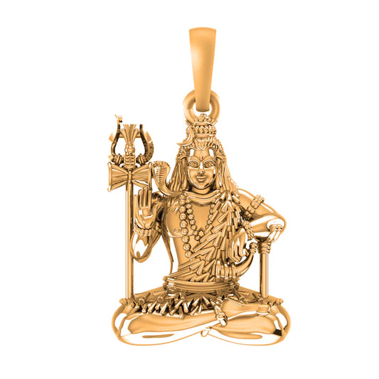 22 CT Gold Plated Silver (92.5% purity) God Shiva Samadhi Pendant (Big Size) Pendant for Men and Women