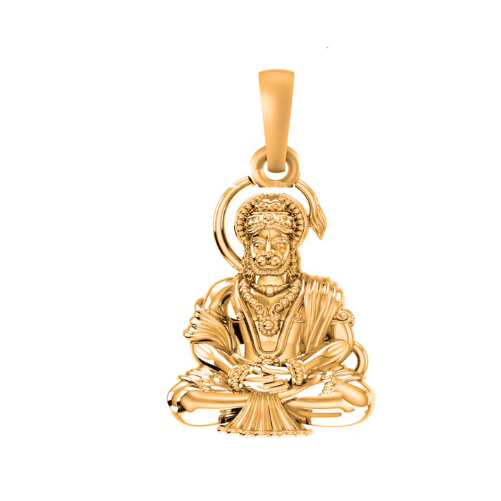 22 CT Gold Plated Silver (92.5% purity) God Hanuman Samathi (Big Size) Pendant for Men