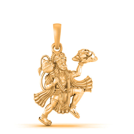 22 CT Gold Plated Silver (92.5% purity) God Hanuman Carring Mountain (Big Size) Pendant for Men