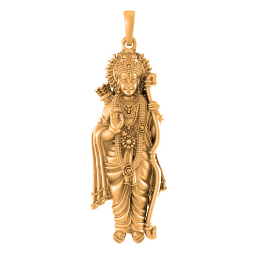 22 CT Gold Plated Silver (92.5% purity) God Ram ji Pendant (Big Size) for Men and Women