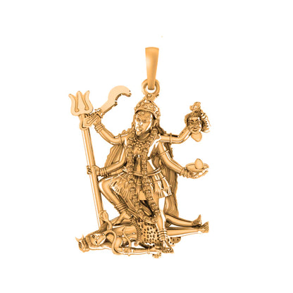 22 CT Gold Plated Silver (92.5% purity) Goddess kali maa (Big Size) Pendant for Men and Women