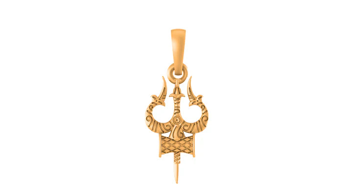 22 CT Gold Plated Silver (92.5% purity) Spiritual Shiva Trishul (Big Size) Pendant for Men and Women