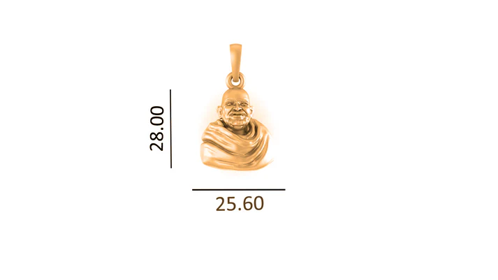 22 CT Gold Plated Silver (92.5% purity) Spiritual Neem Karoli Baba ji Pendant (Big Size) for Men and Women