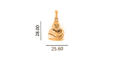22 CT Gold Plated Silver (92.5% purity) Spiritual Neem Karoli Baba ji Pendant (Big Size) for Men and Women