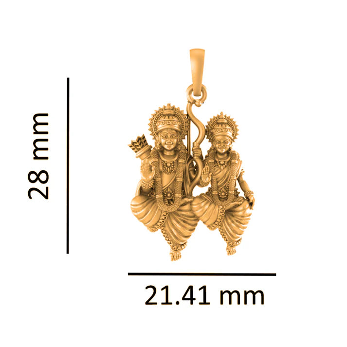 22 CT Gold Plated Silver (92.5% purity) God Ram and Maa Sita (Big Size) Pendant for Men and Women