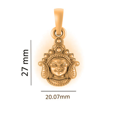 22 CT Gold Plated Silver (92.5% purity) Goddess Durga Maa Pendant for Men and Women