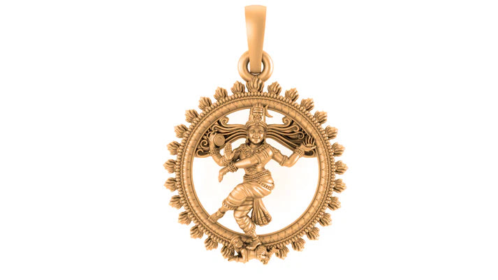 22 CT Gold Plated Silver (92.5% purity) God Nataraja  Pendant (Big Size) for Men and Women