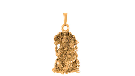 22 CT Gold Plated Silver (92.5% purity) God Laxmi Narsimha Pendant (Big Size) for Men and Women