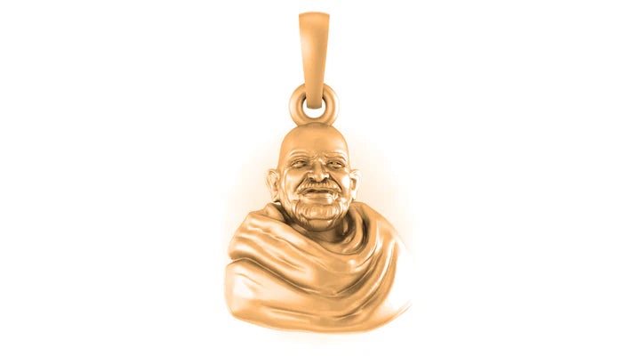 22 CT Gold Plated Silver (92.5% purity) Spiritual Neem Karoli Baba ji Pendant (Big Size) for Men and Women