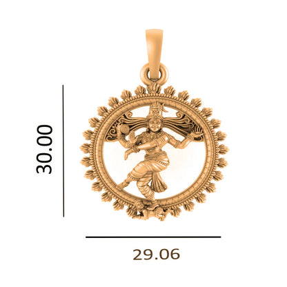 22 CT Gold Plated Silver (92.5% purity) God Nataraja  Pendant (Big Size) for Men and Women