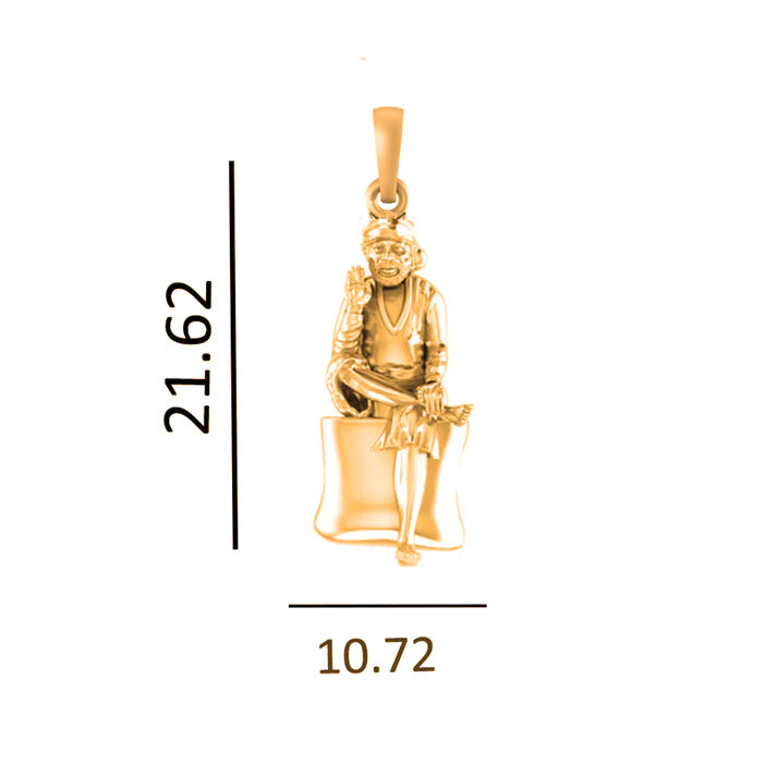 22 CT Gold Plated Silver (92.5% purity) God Sai baba Pendant for Men and Women