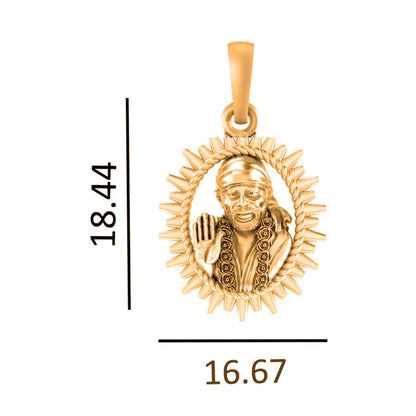 22 CT Gold Plated Silver (92.5% purity) God Sai baba Pendant for Men and Women