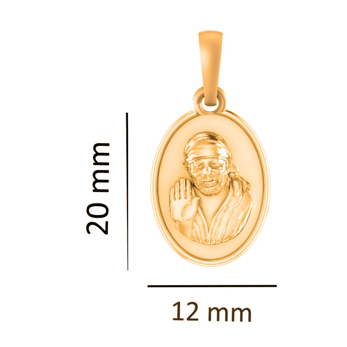 22 CT Gold Plated Silver (92.5% purity) God Sai baba Pendant for Men and Women
