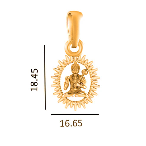 22 CT Gold Plated Silver (92.5% purity)God Hanuman Pendant for Men