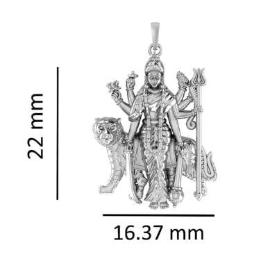 Goddess Maa Durga Pendant Pure Sterling Silver Lord Durga Maa Blessing Locket for Men & Women