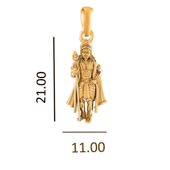 22 CT Gold Plated Silver (92.5% purity) God Kartikeya Pendant for Men and Women