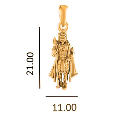 22 CT Gold Plated Silver (92.5% purity) God Kartikeya Pendant for Men and Women
