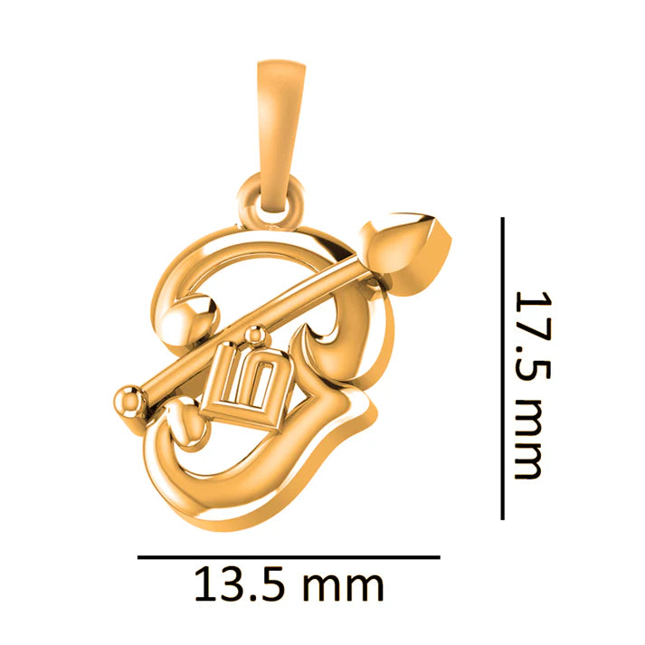 22 CT Gold Plated Silver (92.5% purity) Spiritual OM Pendant for Men and Women