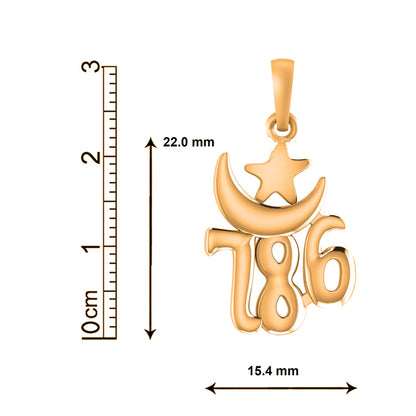 22 CT Gold Plated Silver (92.5% purity) religious and lucky 786 Pendant for Men and Women