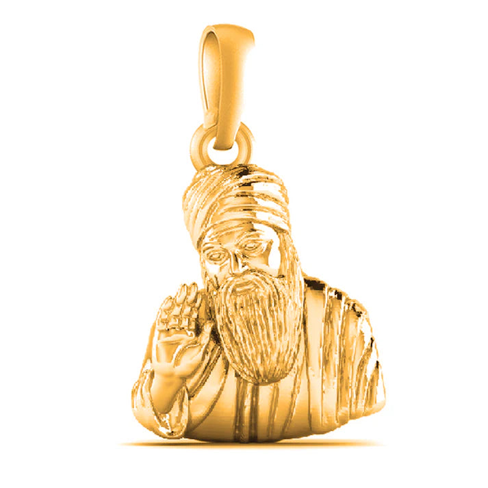 22 CT Gold Plated Silver (92.5% purity) God Guru Nanak Pendant for Men and Women