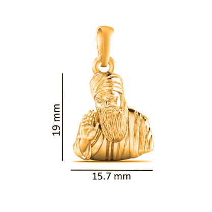 22 CT Gold Plated Silver (92.5% purity) God Guru Nanak Pendant for Men and Women
