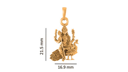 22 CT Gold Plated Silver (92.5% purity) God Kartikeya Pendant for Men and Women