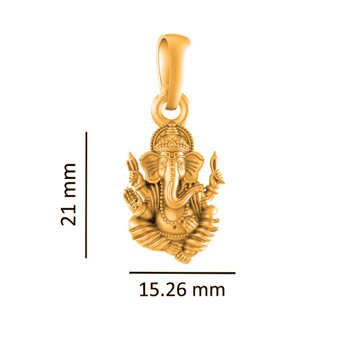22 CT Gold Plated Silver (92.5% purity)God Ganesh Pendant for Men, Boys Girls and Women