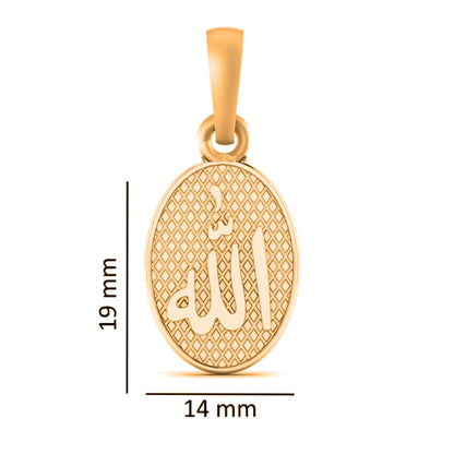 22 CT Gold Plated Silver (92.5% purity) religious God Allah Barkat Pendant for Men and Women - Oval shape