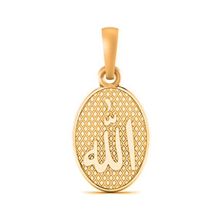22 CT Gold Plated Silver (92.5% purity) religious God Allah Barkat Pendant for Men and Women - Oval shape