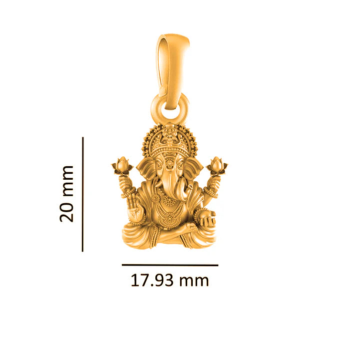 22 CT Gold Plated Silver (92.5% purity)God Ganesh Pendant for Men, Boys Girls and Women