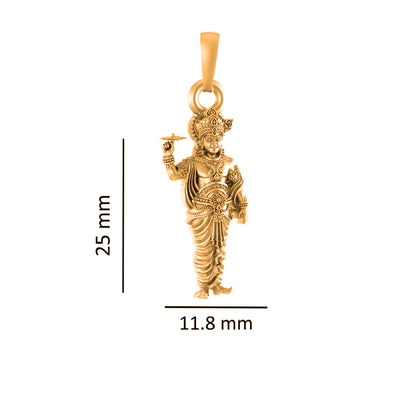 22 CT Gold Plated Silver (92.5% purity) God Krishna Pendant for Men and Women
