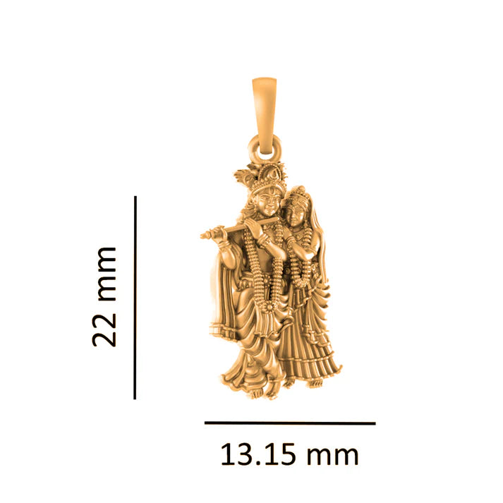 22 CT Gold Plated Silver (92.5% purity) God Radha Krishna Pendant for Men and Women